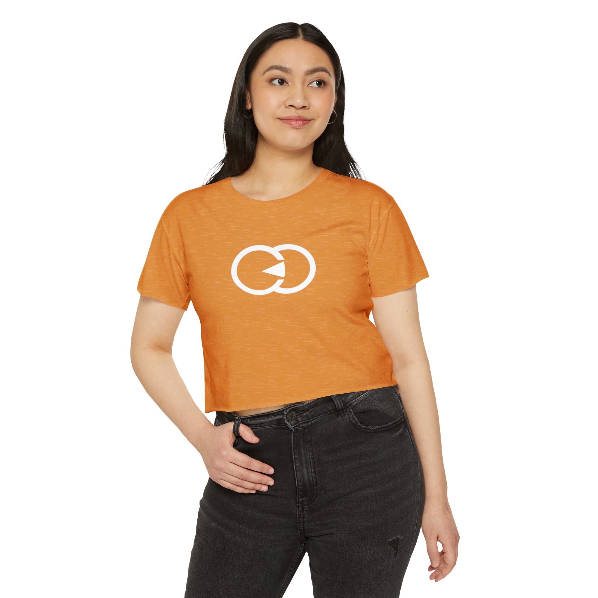 Women's Festival Crop Top - Bright Orange Graphic Tee for Summer Events