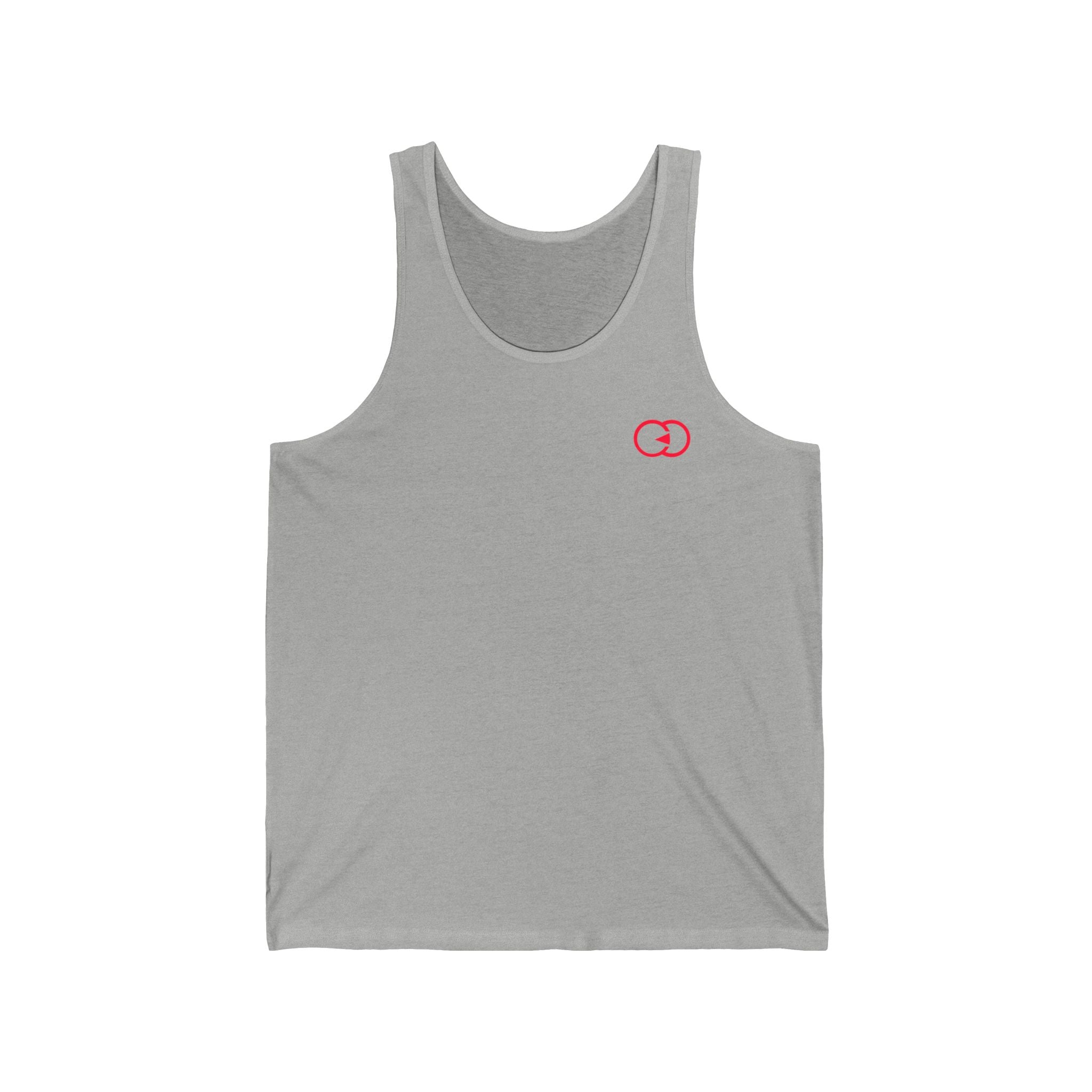 Minimalist Unisex Jersey Tank with Red Graphic | Casual Summer Wear