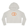 Women's Cropped Hooded Sweatshirt with Orange Symbol - Trendy Casual Look for Any Occasion