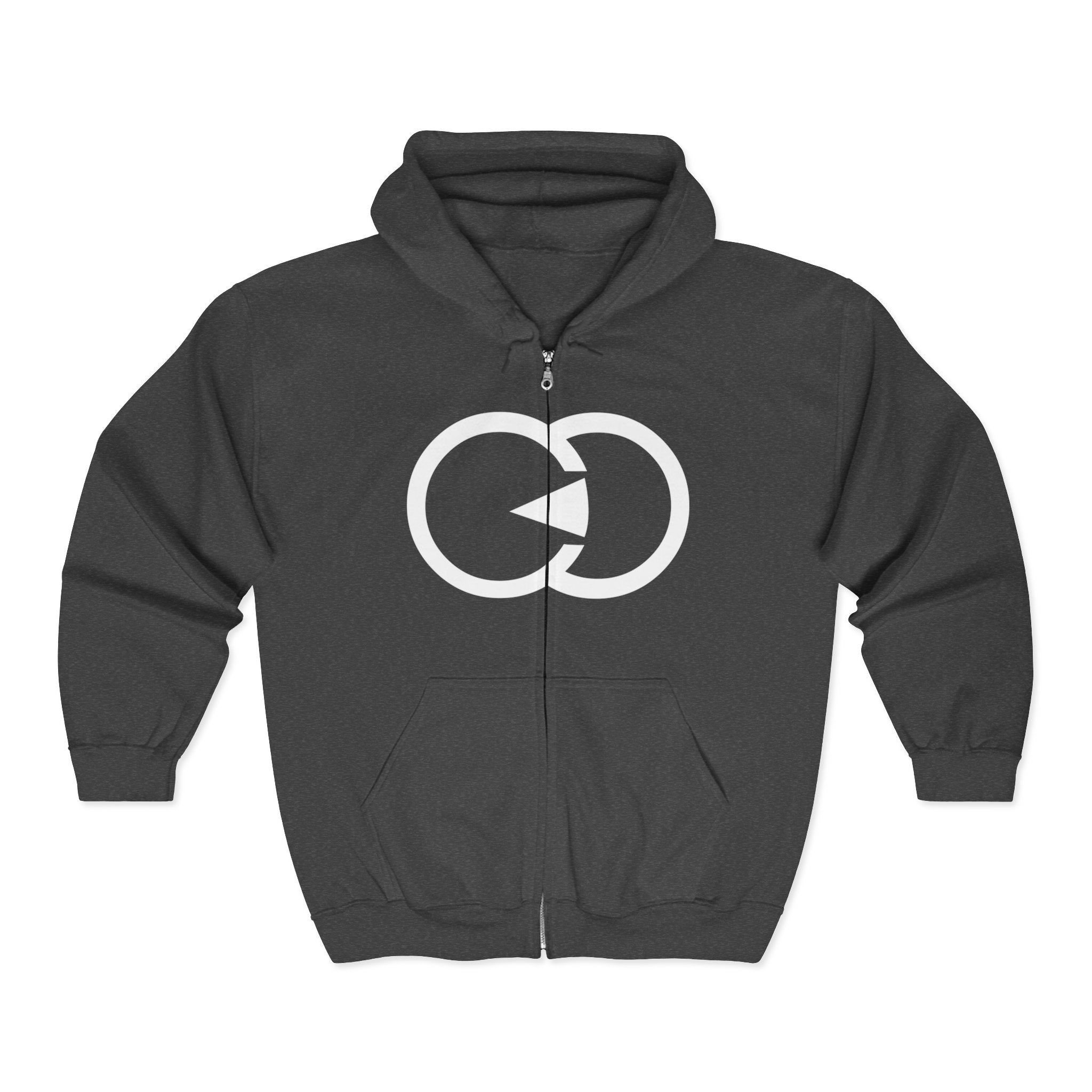 Minimalist Full Zip Hoodie - Unisex Heavy Blend™ Sweatshirt with Interlocking Design