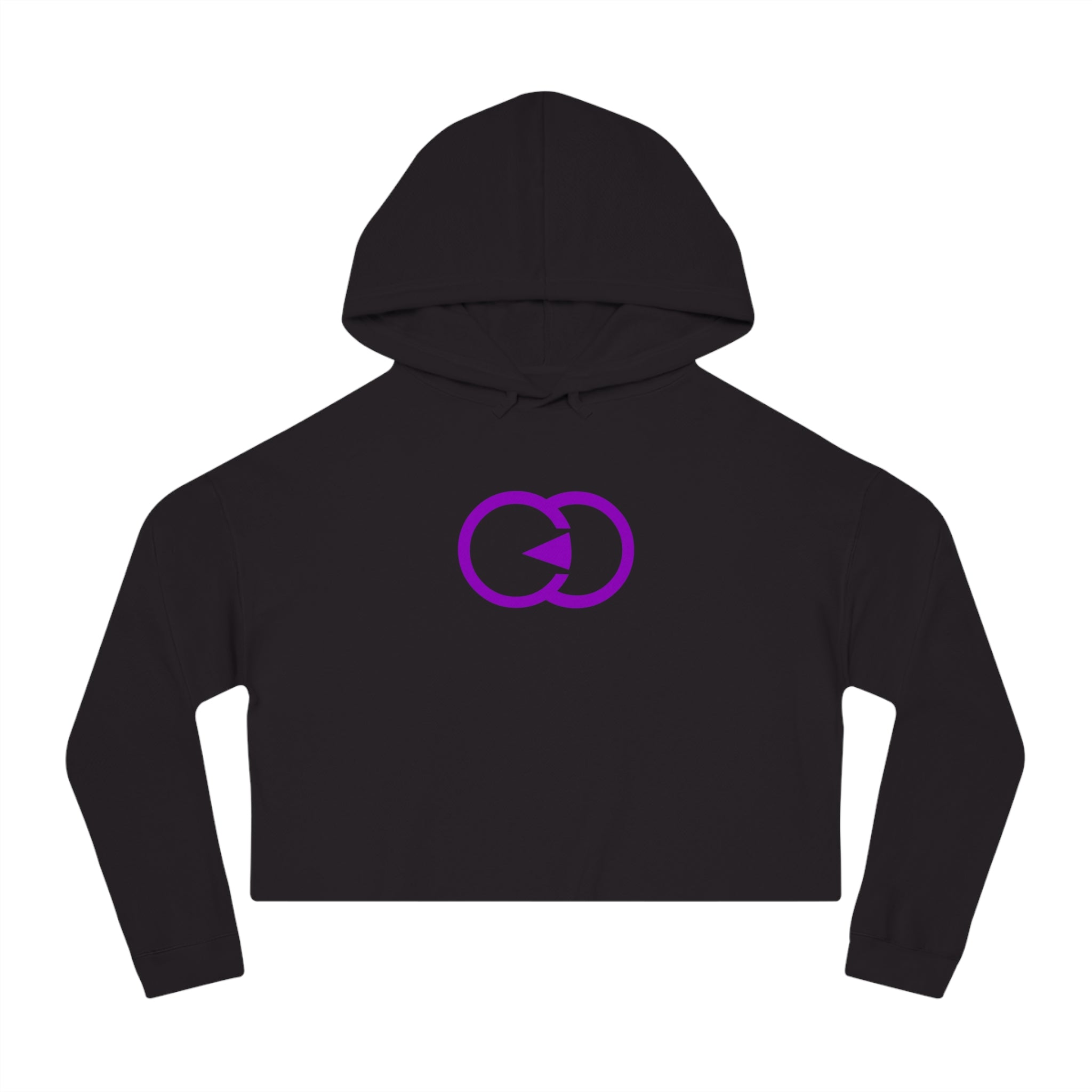 Stylish Women’s Cropped Hooded Sweatshirt - Trendy Purple Logo