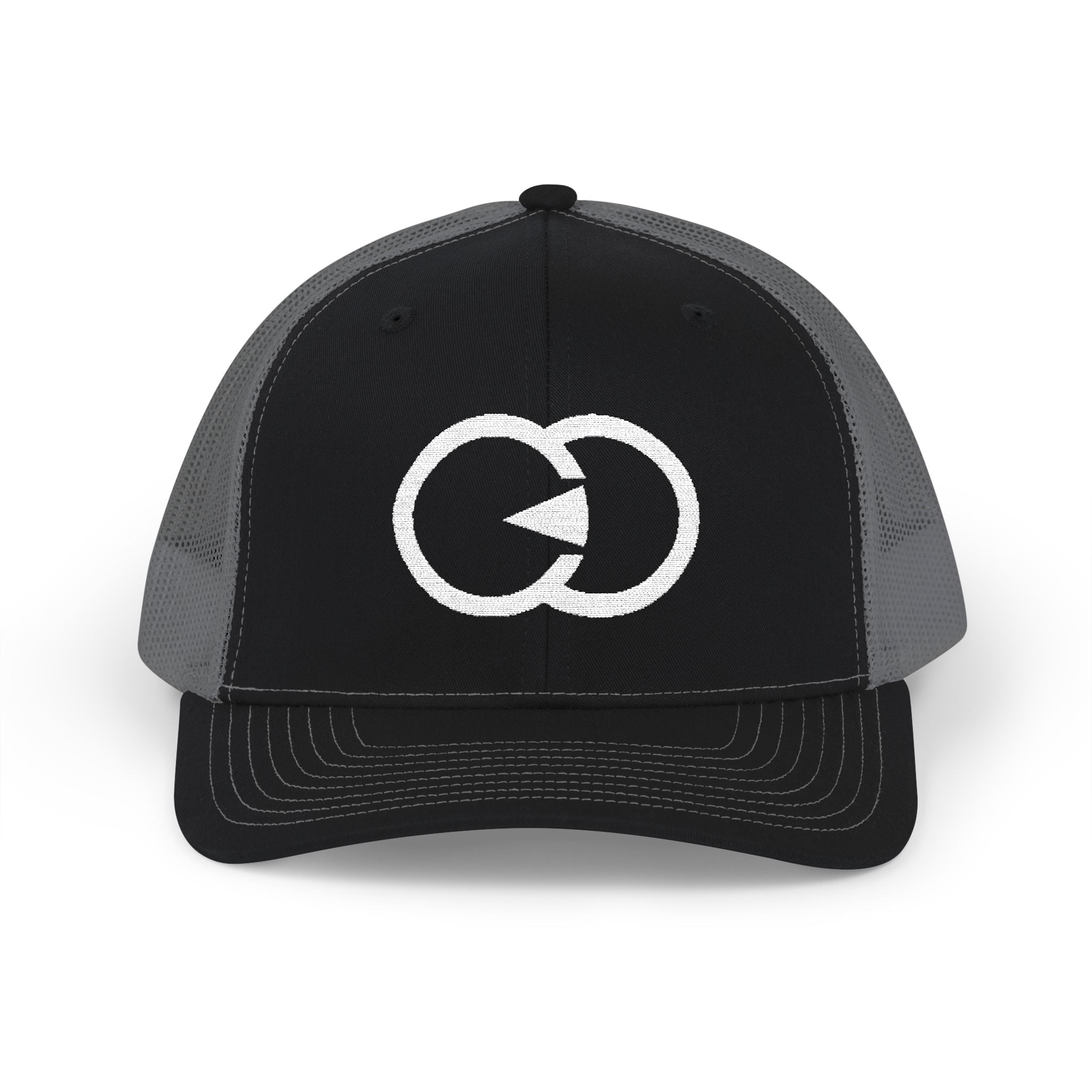 Black & White Embroidered Snapback Trucker Cap - Casual Stylish Hat for Everyday Wear