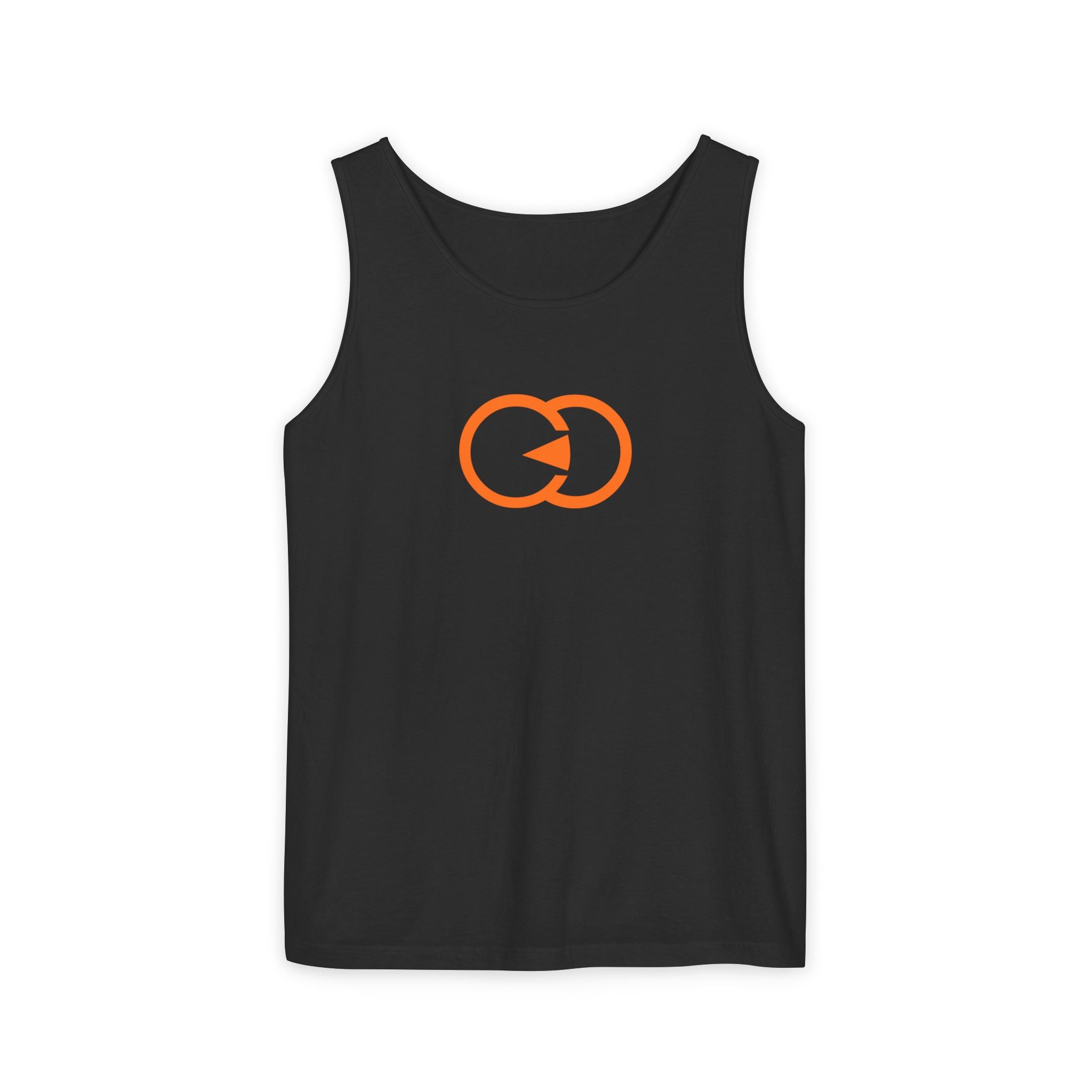 Unisex Garment-Dyed Tank Top with Orange Graphic - Casual Summer Wear