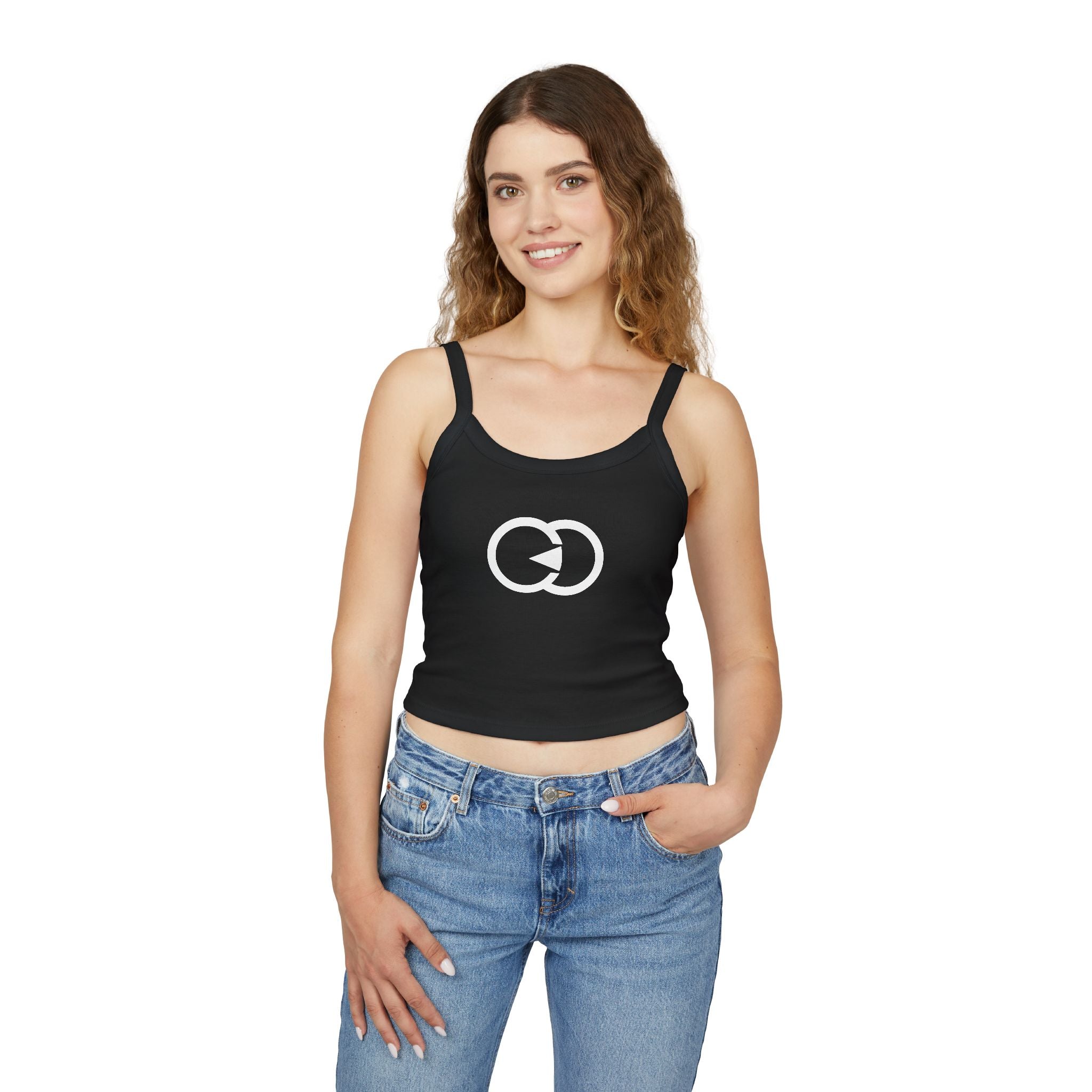 Stylish Women's Spaghetti Strap Tank Top with Unique Graphic Design
