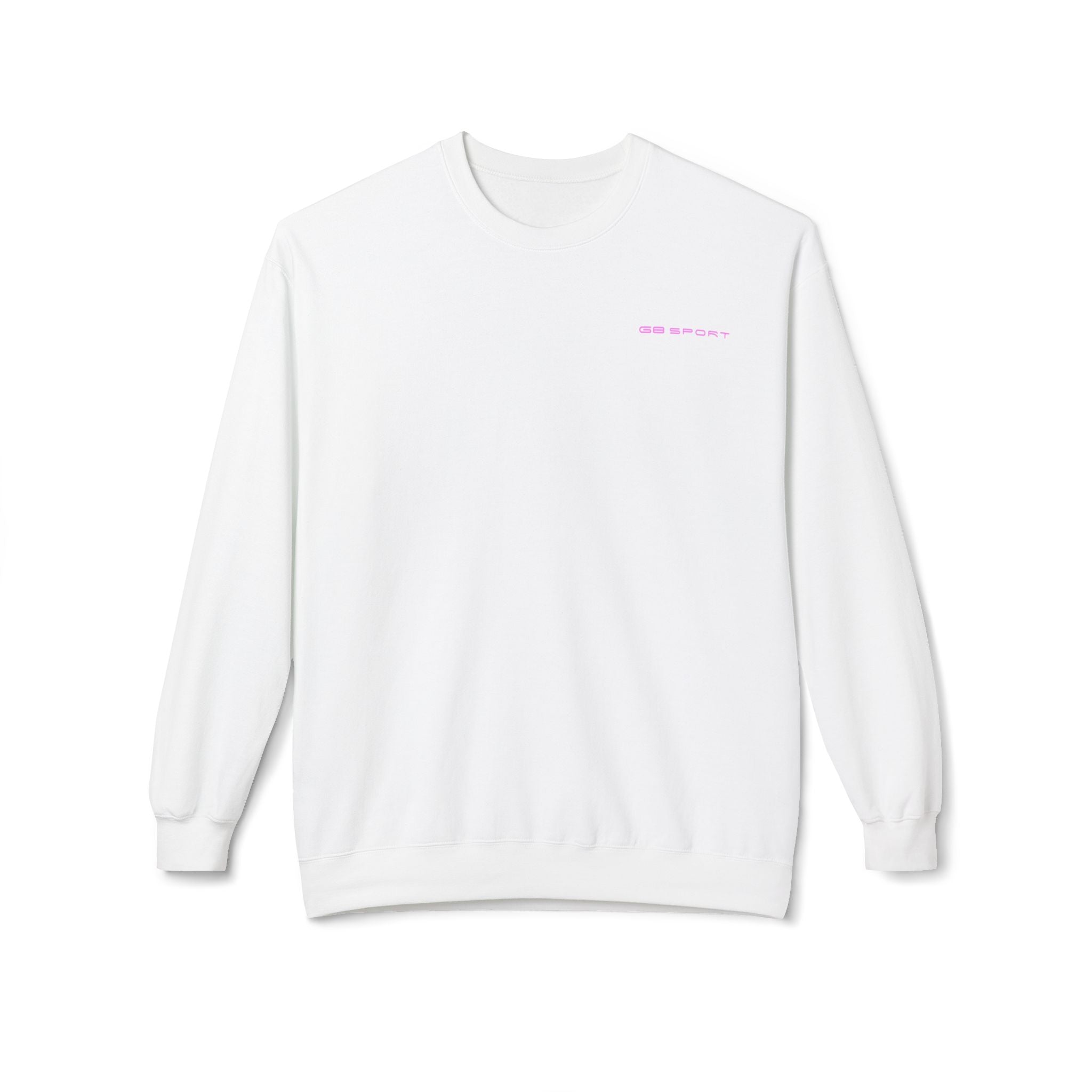 Minimalist White Unisex Fleece Crewneck Sweatshirt with Embroidery