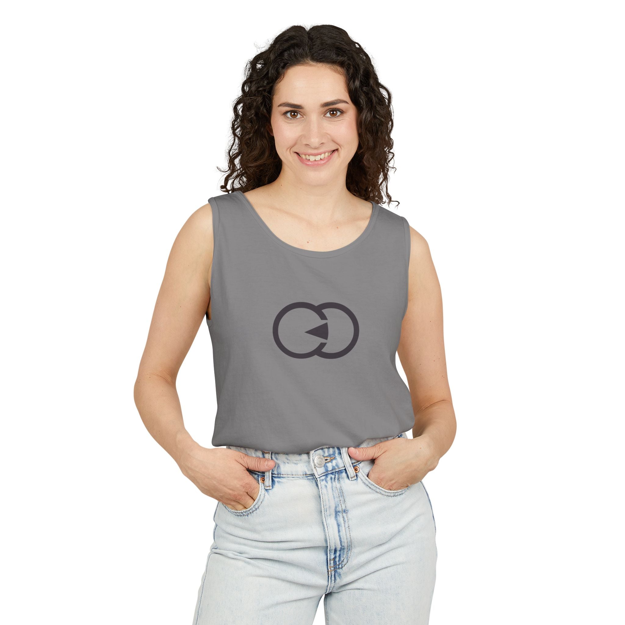 Trendy Unisex Garment-Dyed Tank Top with Minimalist Design