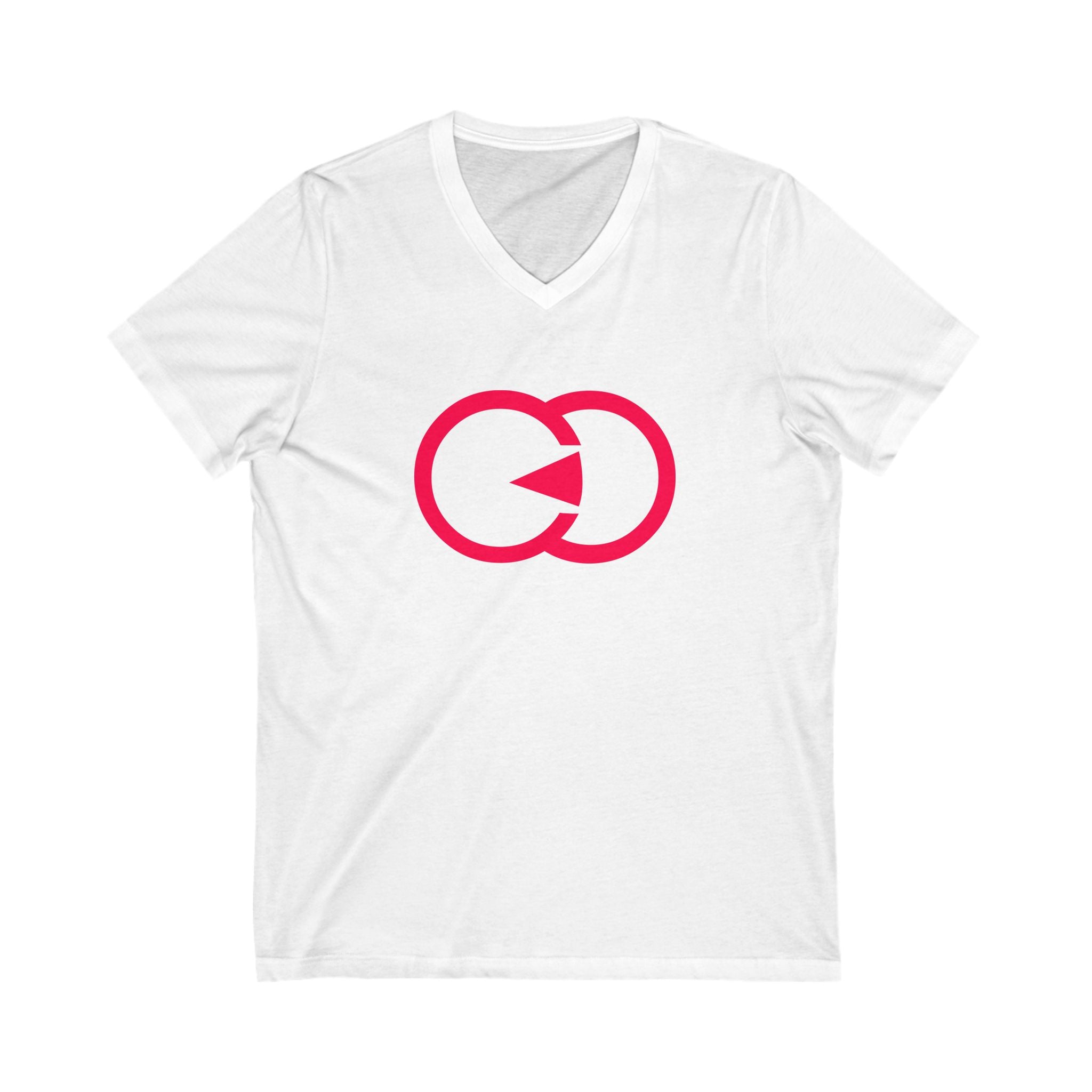 Unisex V-Neck Tee with Interlocking Design - Casual Style for Friendship Celebrations