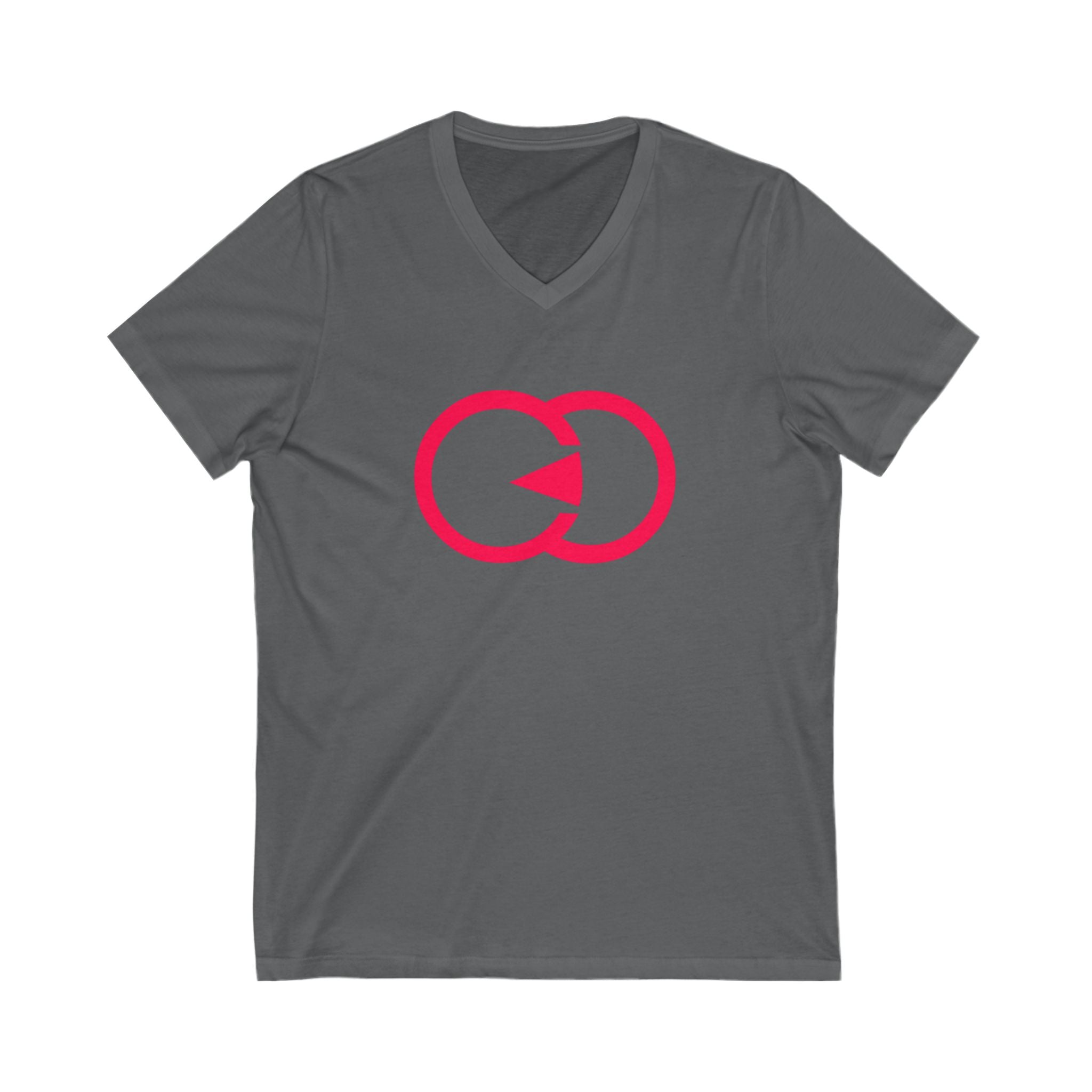 Unisex V-Neck Tee with Interlocking Design - Casual Style for Friendship Celebrations