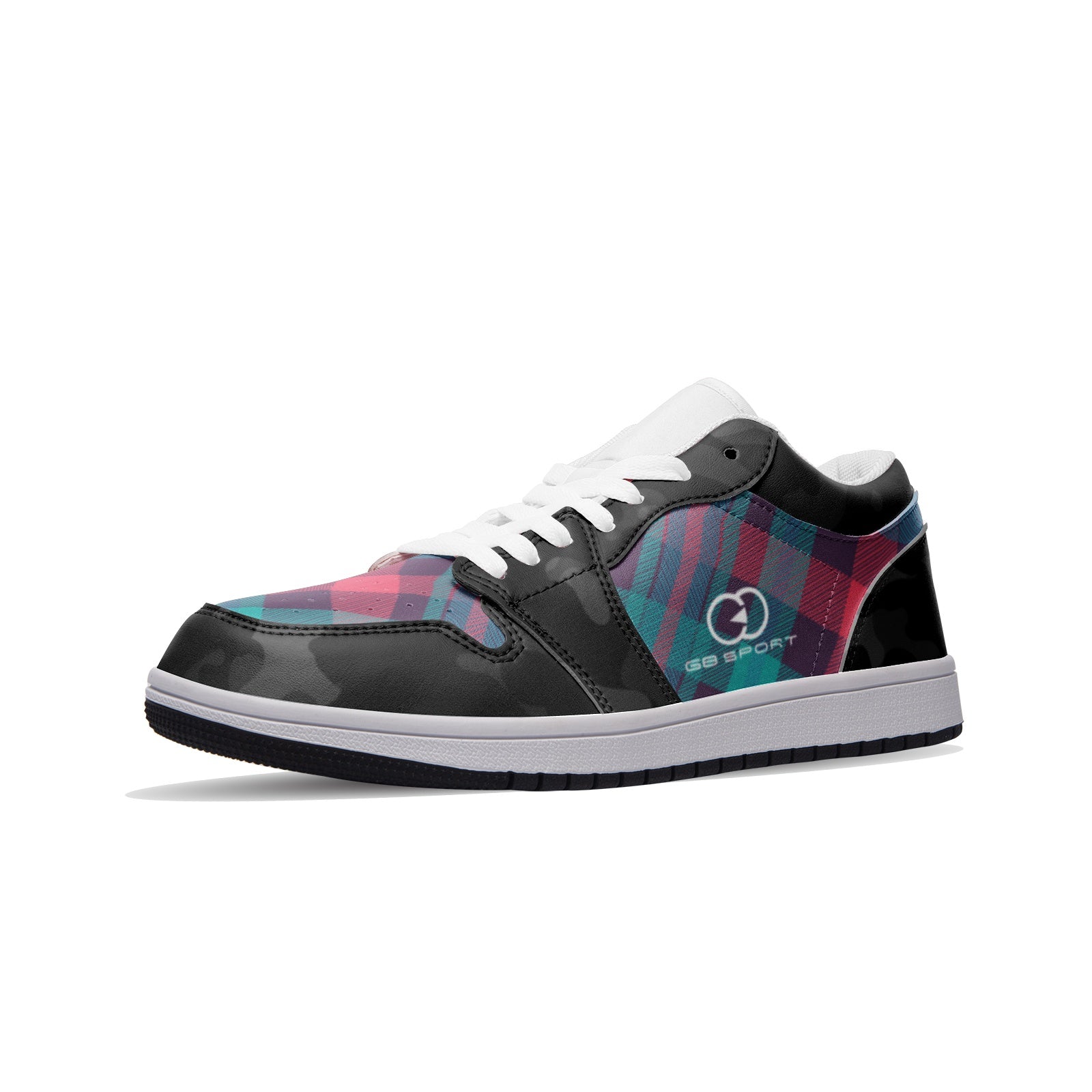 Black Camo Design Seamless Printed Unisex Low Top Leather Sneakers