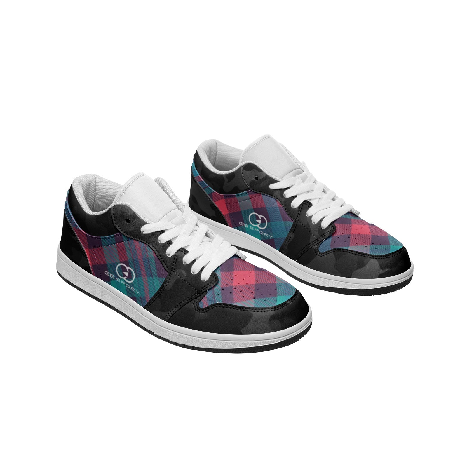 Black Camo Design Seamless Printed Unisex Low Top Leather Sneakers