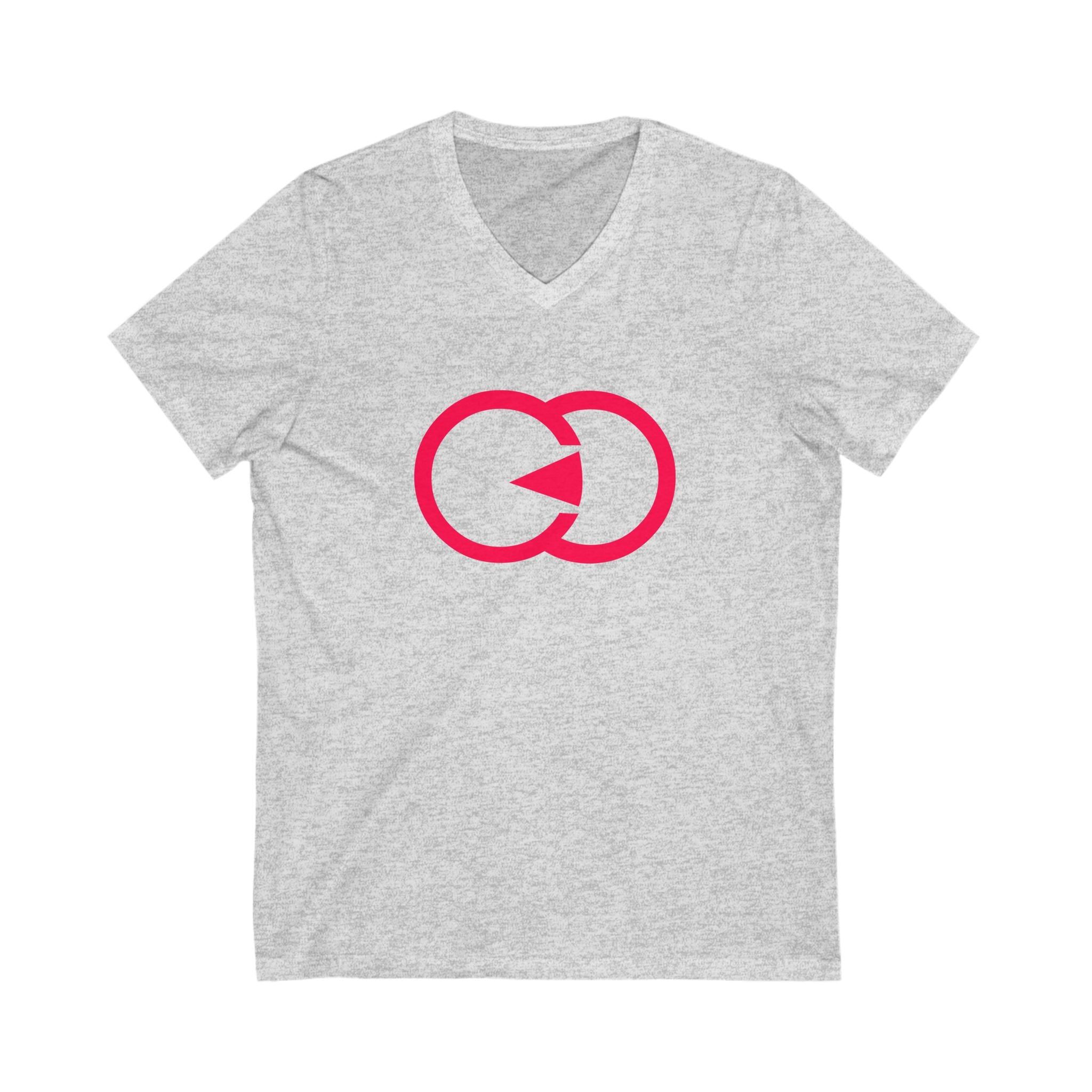 Unisex V-Neck Tee with Interlocking Design - Casual Style for Friendship Celebrations