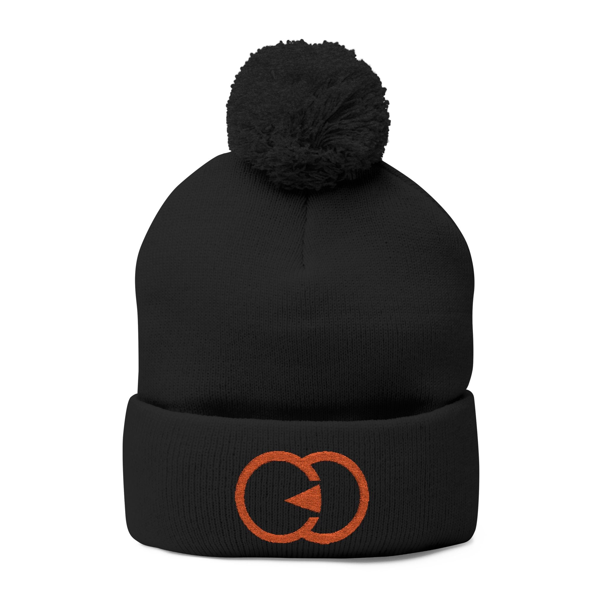 Cozy Pom-Pom Knit Cap with Embroidered Design