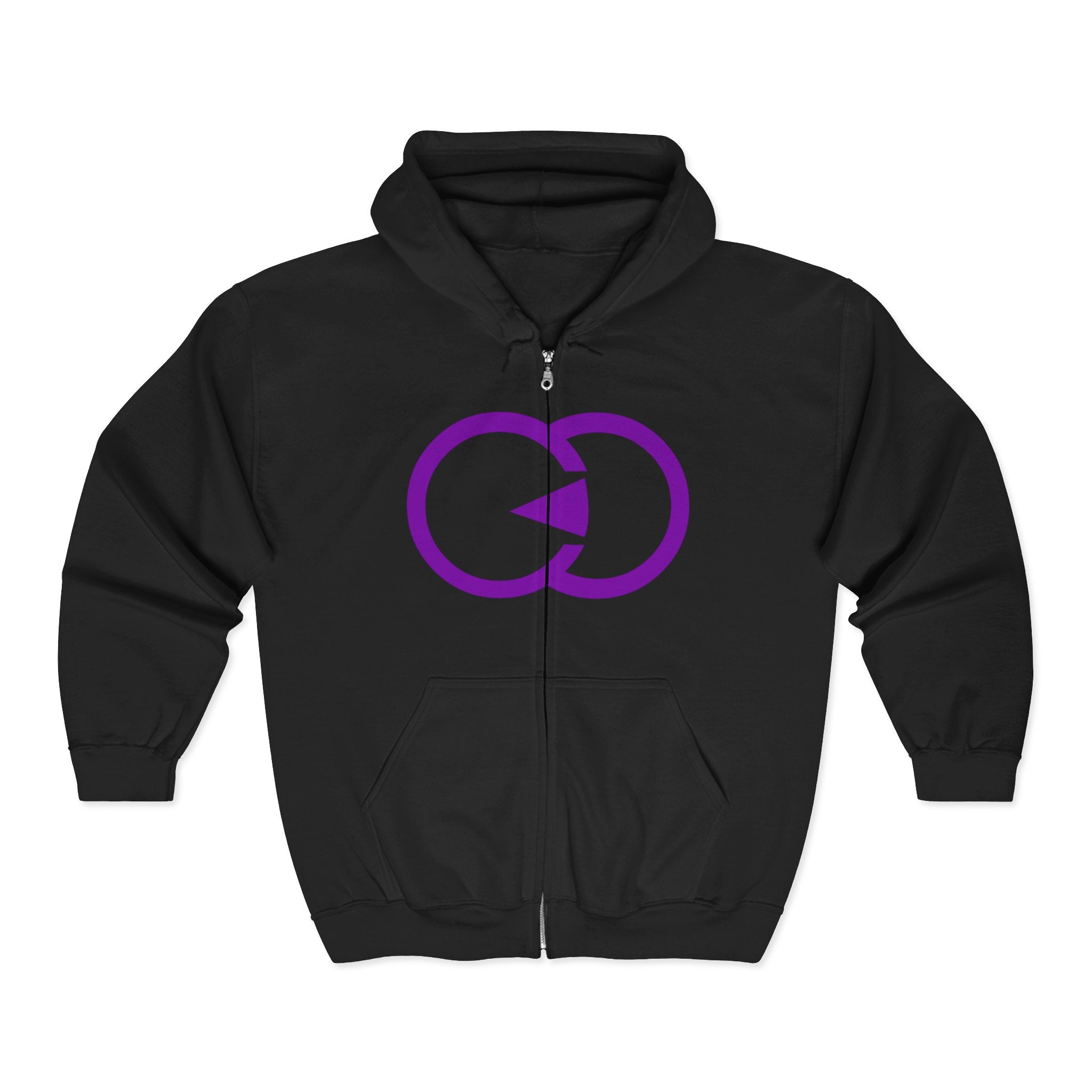 Unisex Full Zip Hoodie with Modern Purple Symbol - Perfect for Every Occasion