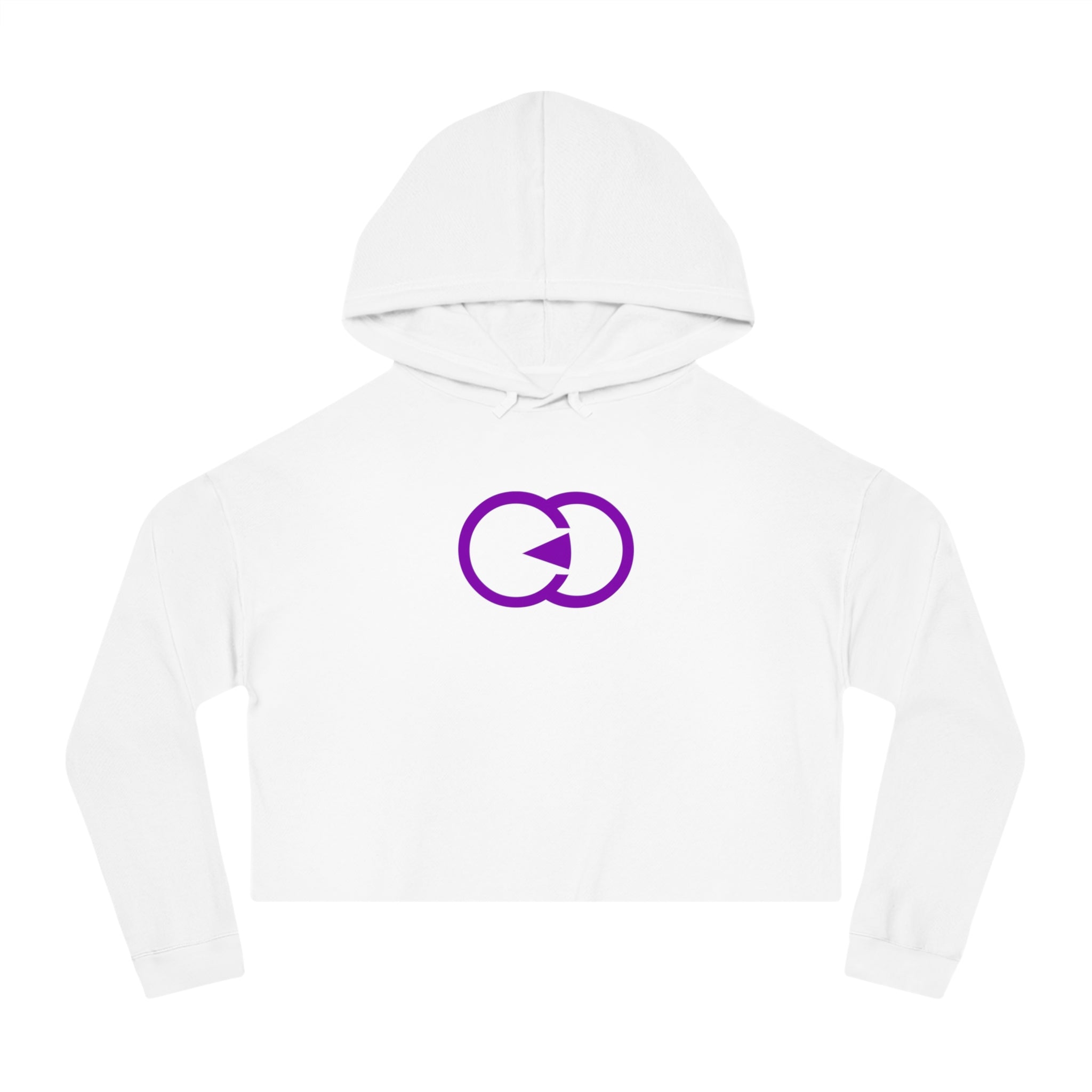 Stylish Women’s Cropped Hooded Sweatshirt - Trendy Purple Logo