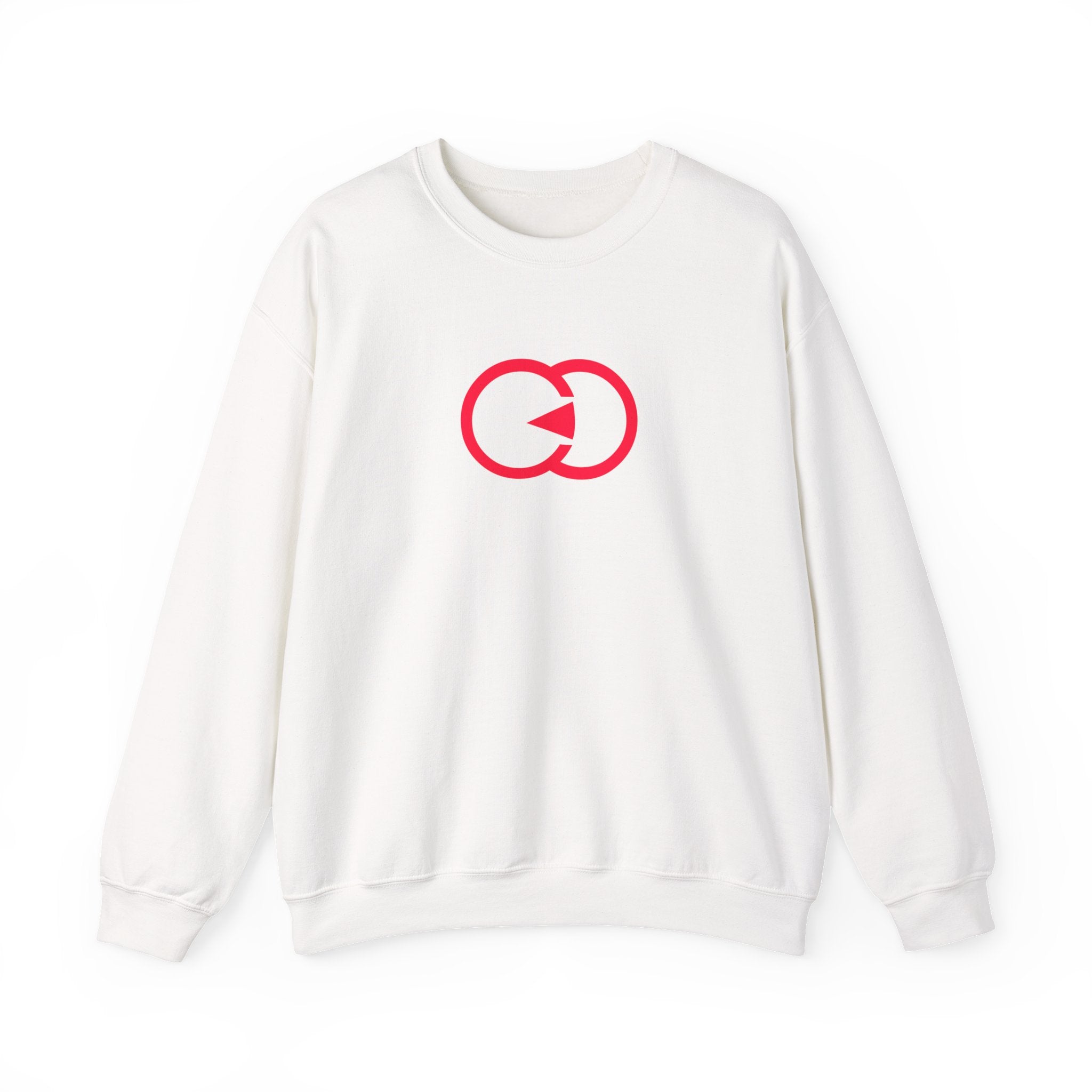 Stylish White Unisex Crewneck Sweatshirt with Modern Red Graphic