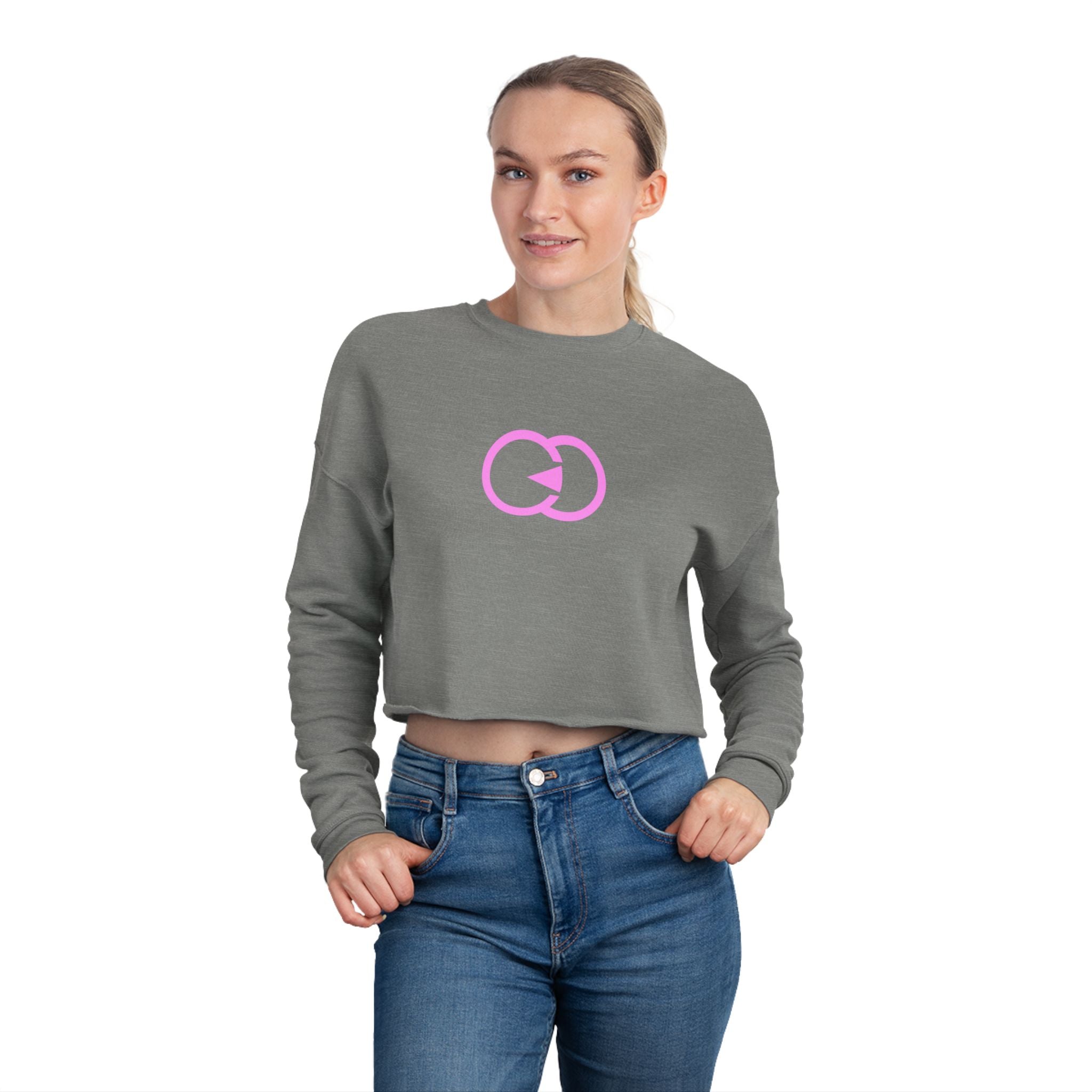 Women's Cropped Sweatshirt with Stylish Pink Graphic - Perfect for Casual Outfits and Gifts