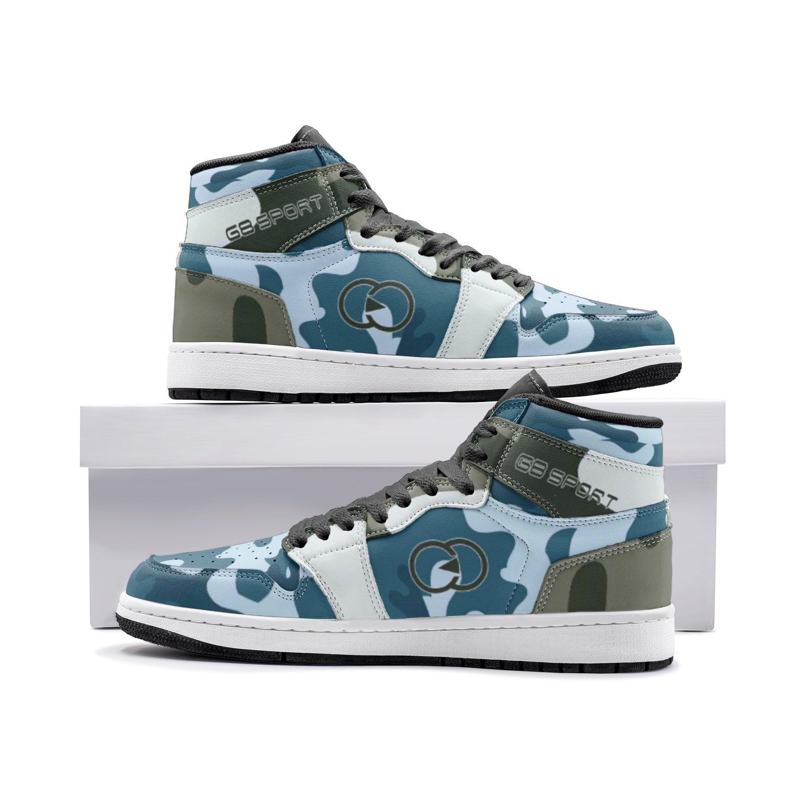 Step Into Streetwear Culture Gree and Blue, White Camo Unisex Sneaker TR