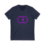Unisex V-Neck Tee with Purple Interlocking Design - Casual Comfort for Everyday Wear