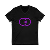 Unisex V-Neck Tee with Purple Interlocking Design - Casual Comfort for Everyday Wear