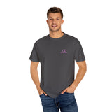 Unisex Garment-Dyed T-Shirt with Pink Logo - Casual Summer Essential