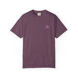 Unisex Garment-Dyed T-Shirt with Pink Logo - Casual Summer Essential