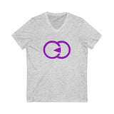 Unisex V-Neck Tee with Purple Interlocking Design - Casual Comfort for Everyday Wear