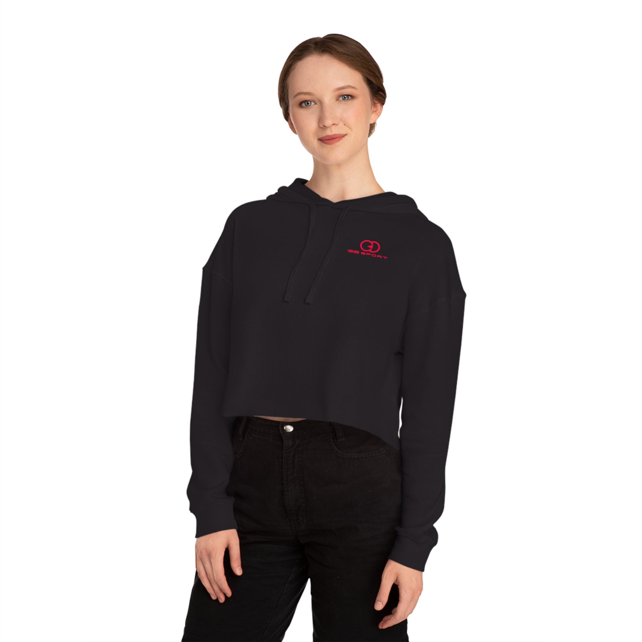 Chic Women’s Cropped Hooded Sweatshirt - Casual Sporty Style