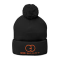Cozy Pom-Pom Knit Cap with Embroidery - Stylish Winter Accessory for Sports Enthusiasts