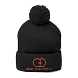 Cozy Pom-Pom Knit Cap with Embroidery - Stylish Winter Accessory for Sports Enthusiasts