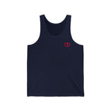 Minimalist Unisex Jersey Tank with Red Graphic | Casual Summer Wear