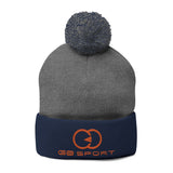Cozy Pom-Pom Knit Cap with Embroidery - Stylish Winter Accessory for Sports Enthusiasts