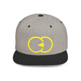 Vibrant Yellow Embroidered Flat Bill Snapback Hat - Stylish Urban Accessory
