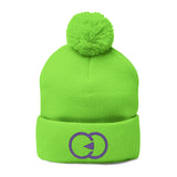 Cozy Pom-Pom Knit Cap with Custom Embroidery