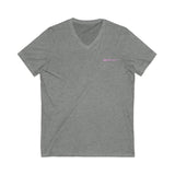 Casual Pink Sport V-Neck Tee - Unisex Jersey Short Sleeve Top for Everyday Wear
