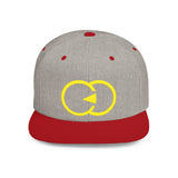 Vibrant Yellow Embroidered Flat Bill Snapback Hat - Stylish Urban Accessory