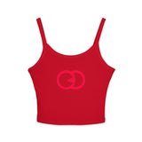 Trendy Women's Spaghetti Strap Tank Top with Modern Graphic Design