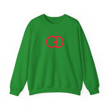 Stylish White Unisex Crewneck Sweatshirt with Modern Red Graphic