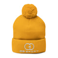 Cozy Pom-Pom Knit Cap with Embroidery - Perfect Winter Hat for Men and Women