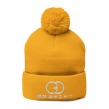 Cozy Pom-Pom Knit Cap with Embroidery - Perfect Winter Hat for Men and Women