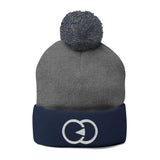 Cozy Pom-Pom Knit Cap with Embroidered Design