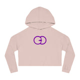 Stylish Women’s Cropped Hooded Sweatshirt - Trendy Purple Logo