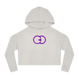 Stylish Women’s Cropped Hooded Sweatshirt - Trendy Purple Logo