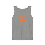 Unisex Garment-Dyed Tank Top with Orange Graphic - Casual Summer Wear