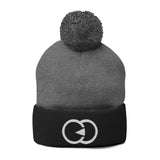 Cozy Pom-Pom Knit Cap with Embroidered Design