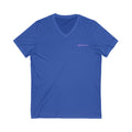 Casual Pink Sport V-Neck Tee - Unisex Jersey Short Sleeve Top for Everyday Wear