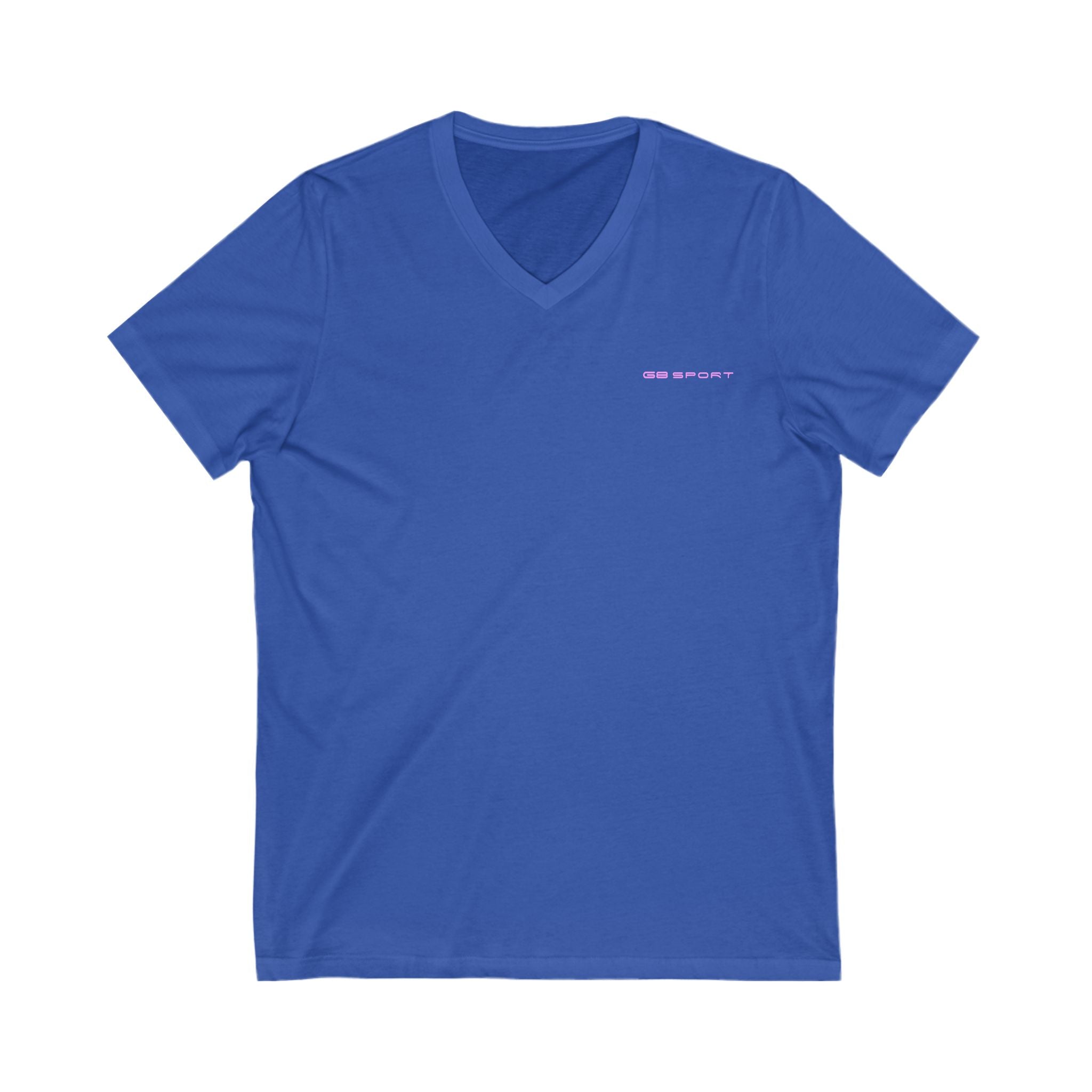 Casual Pink Sport V-Neck Tee - Unisex Jersey Short Sleeve Top for Everyday Wear