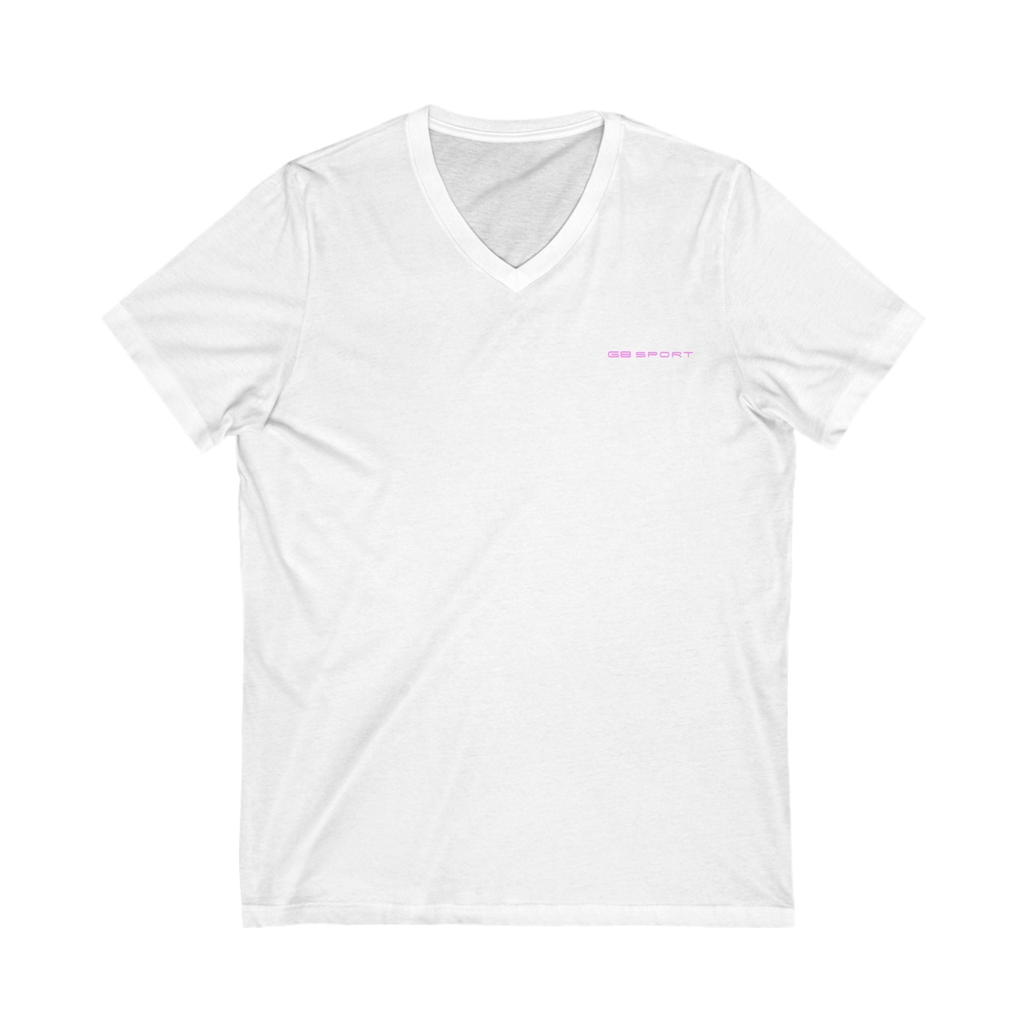 Casual Pink Sport V-Neck Tee - Unisex Jersey Short Sleeve Top for Everyday Wear