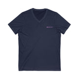 Casual Pink Sport V-Neck Tee - Unisex Jersey Short Sleeve Top for Everyday Wear