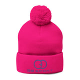 Cozy Pom-Pom Knit Cap with Embroidery for Winter Style