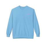 Minimalist White Unisex Fleece Crewneck Sweatshirt with Embroidery